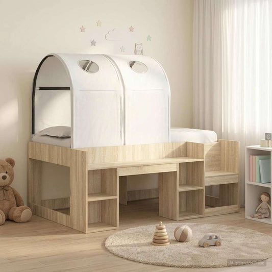 vidaXL Bed with Tunnel 3 pcs Sonoma Oak and White Engineered Wood