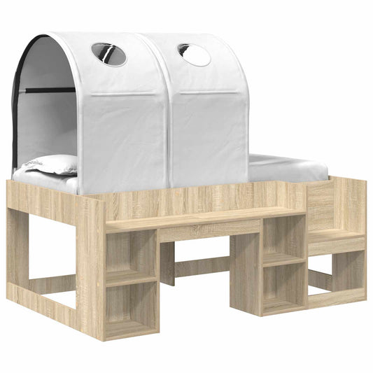 vidaXL Bed with Tunnel 3 pcs Sonoma Oak and White Engineered Wood