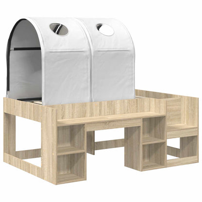 vidaXL Bed with Tunnel 3 pcs Sonoma Oak and White Engineered Wood