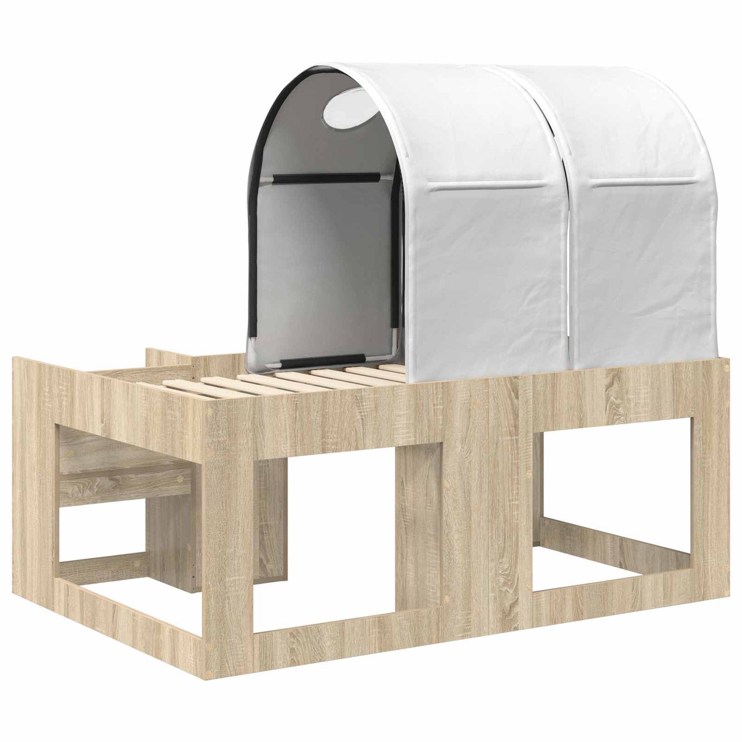vidaXL Bed with Tunnel 3 pcs Sonoma Oak and White Engineered Wood