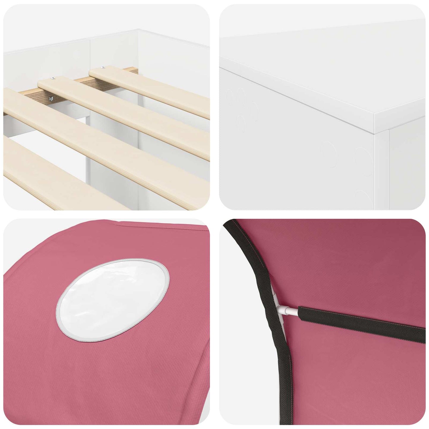 vidaXL Bed with Tunnel 3 pcs Artisian Oak and Pink Engineered Wood