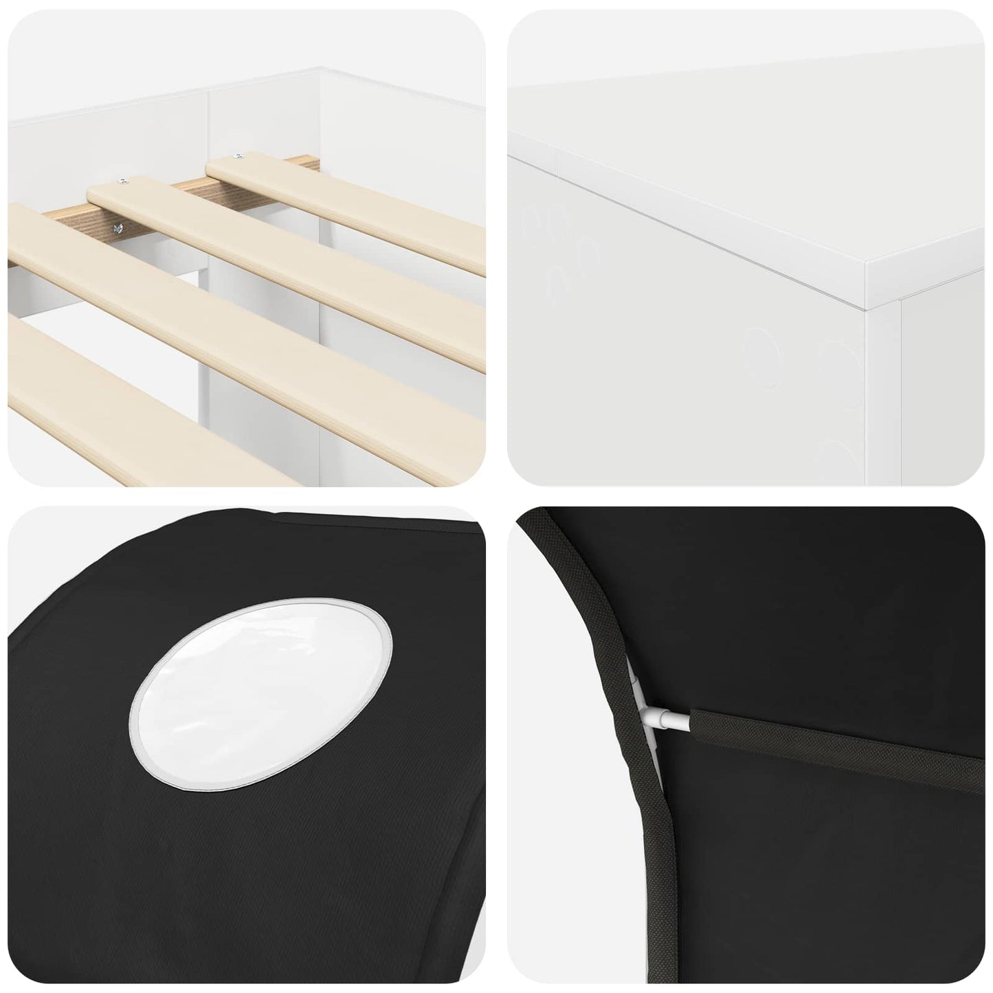 vidaXL Bed with Tunnel 4 pcs Artisian Oak and Black Engineered Wood