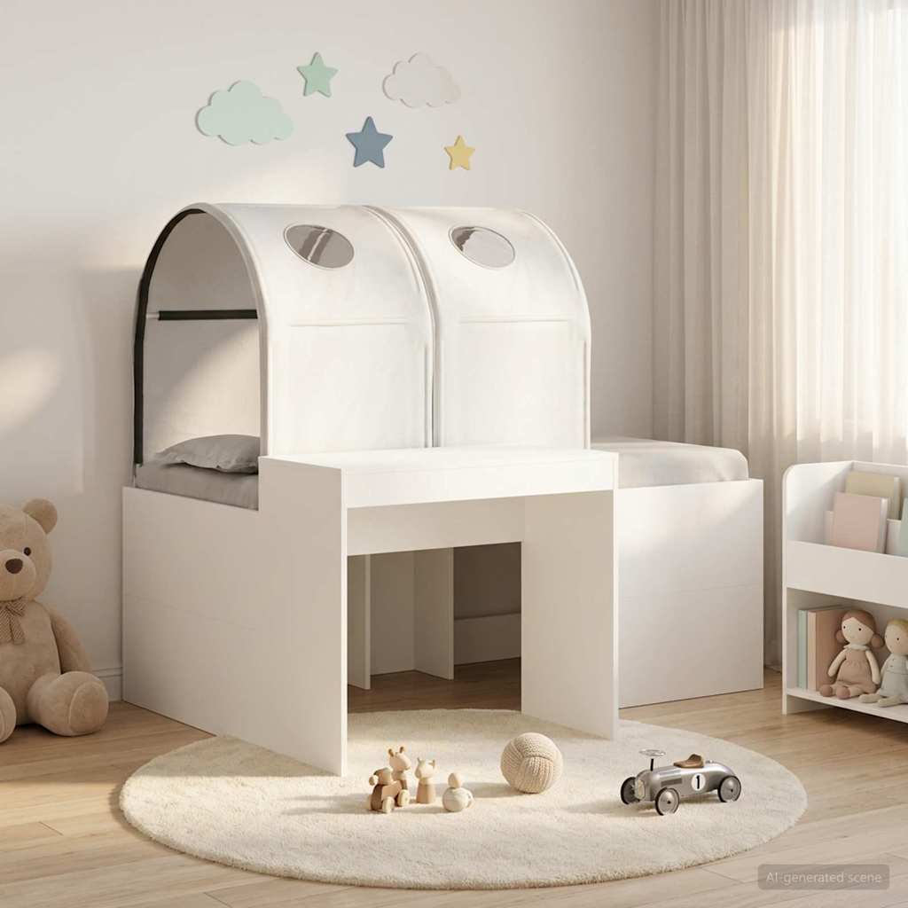vidaXL Bed with Tunnel 3 pcs Artisian Oak and White Engineered Wood