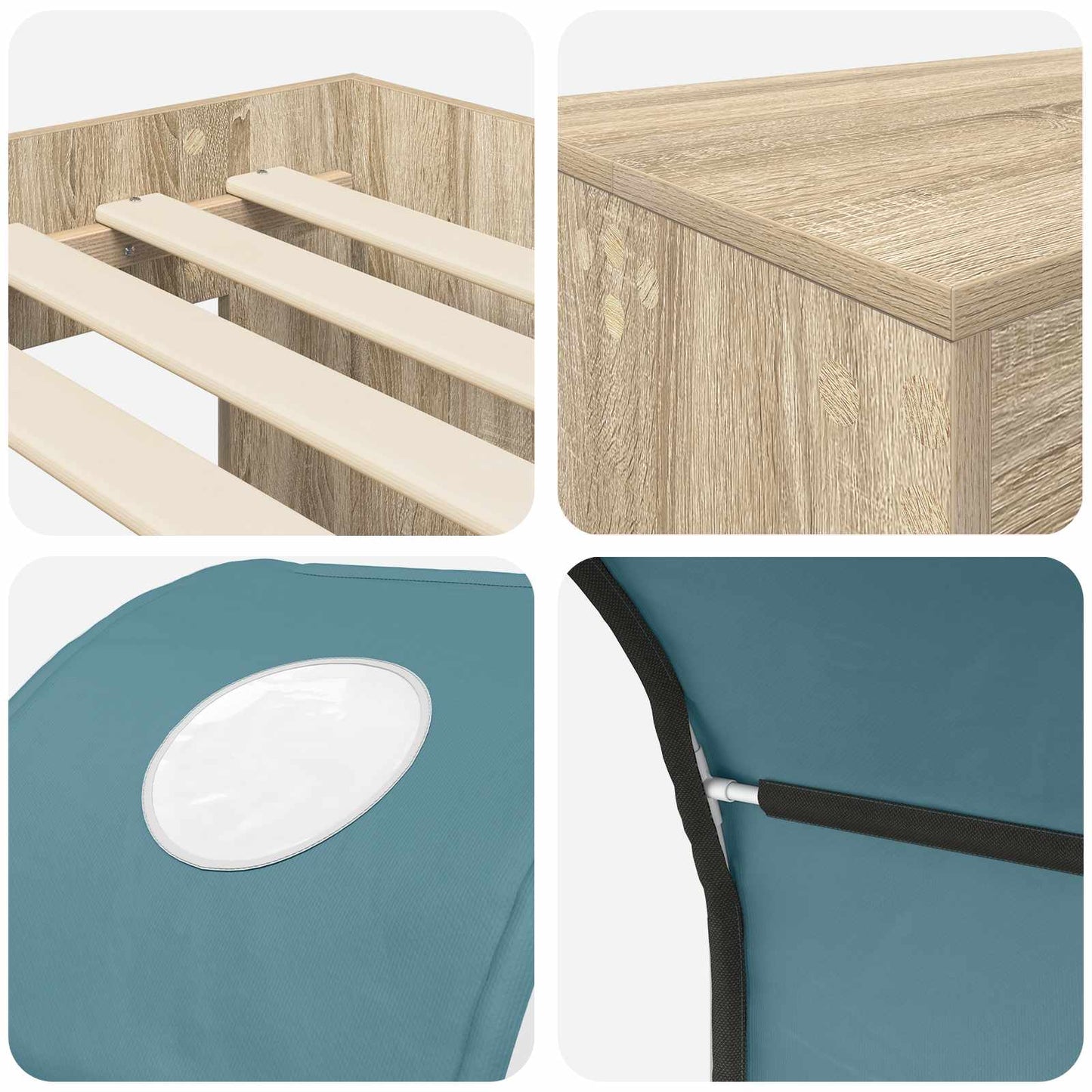 vidaXL Bed with Tunnel 3 pcs Sonoma Oak and Light Blue Engineered Wood
