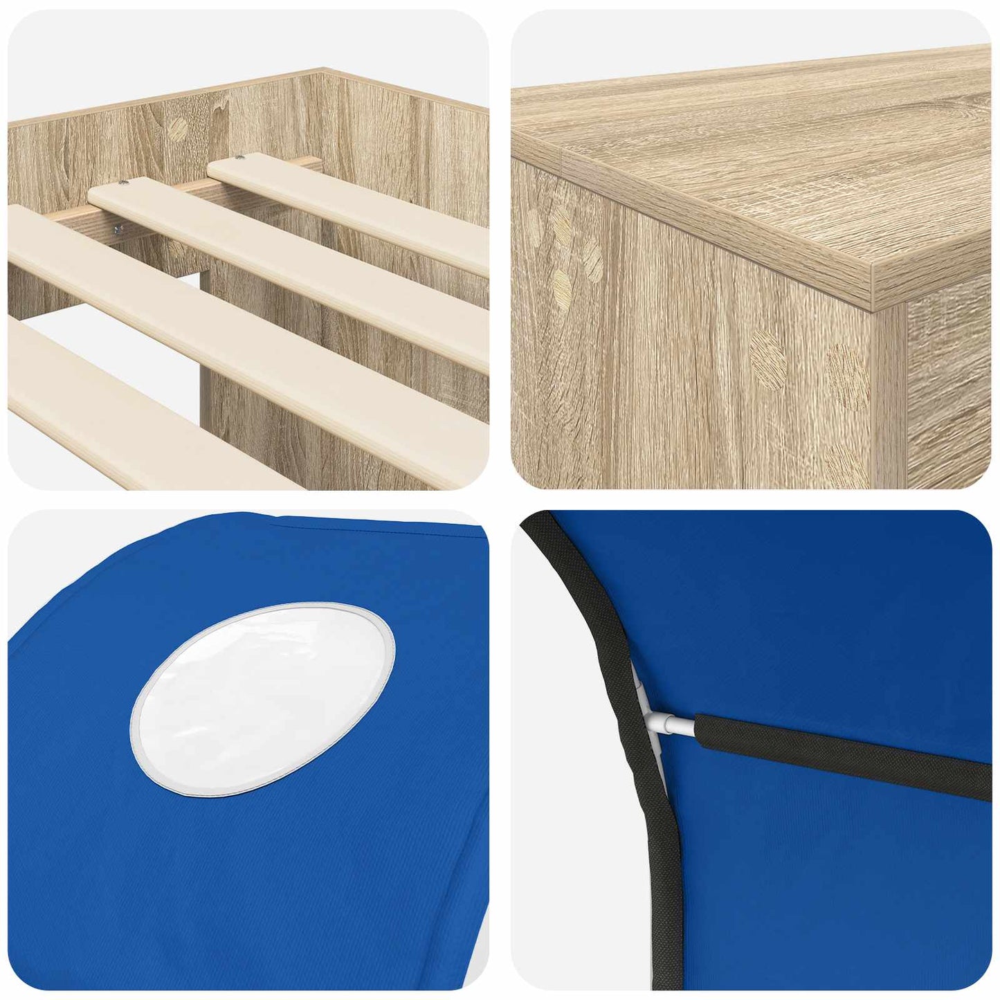 vidaXL Bed with Tunnel 3 pcs Sonoma Oak and Blue Engineered Wood