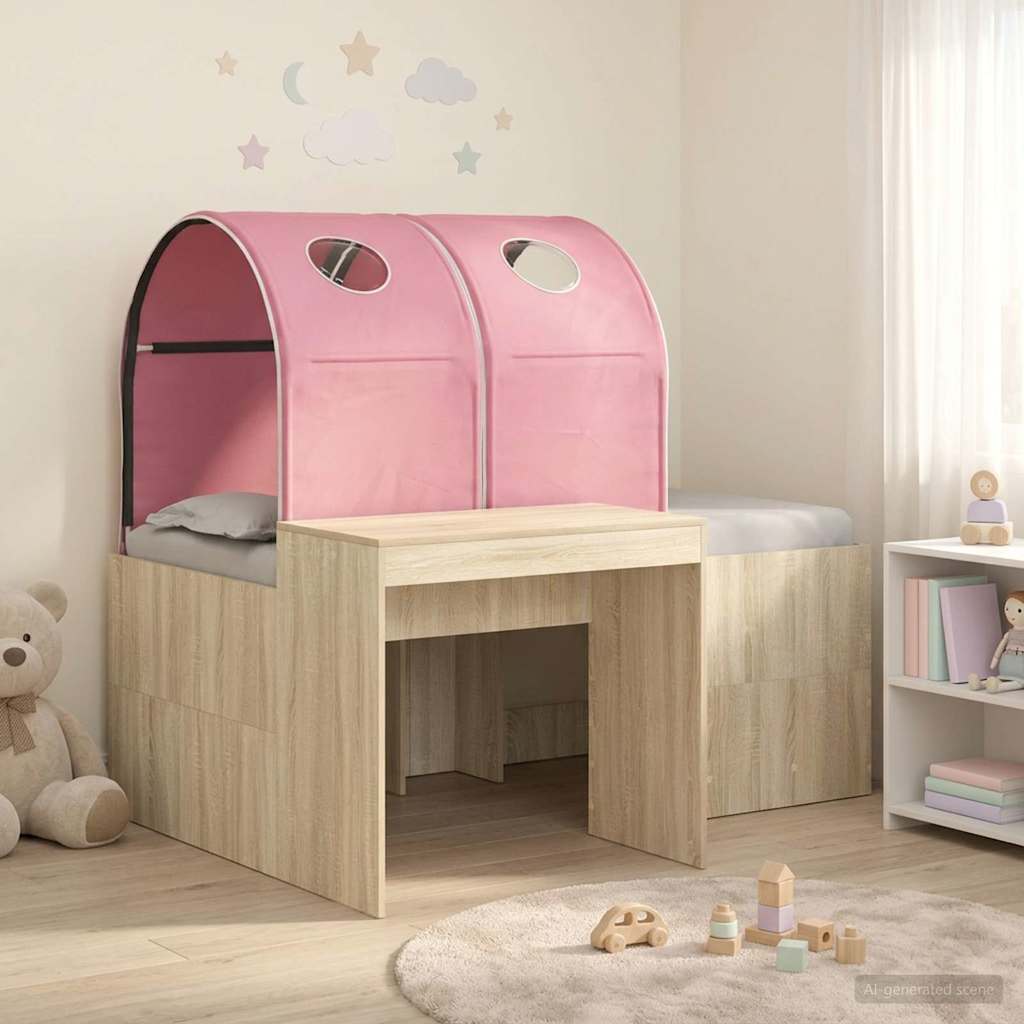 vidaXL Bed with Tunnel 3 pcs Sonoma Oak and Pink Engineered Wood