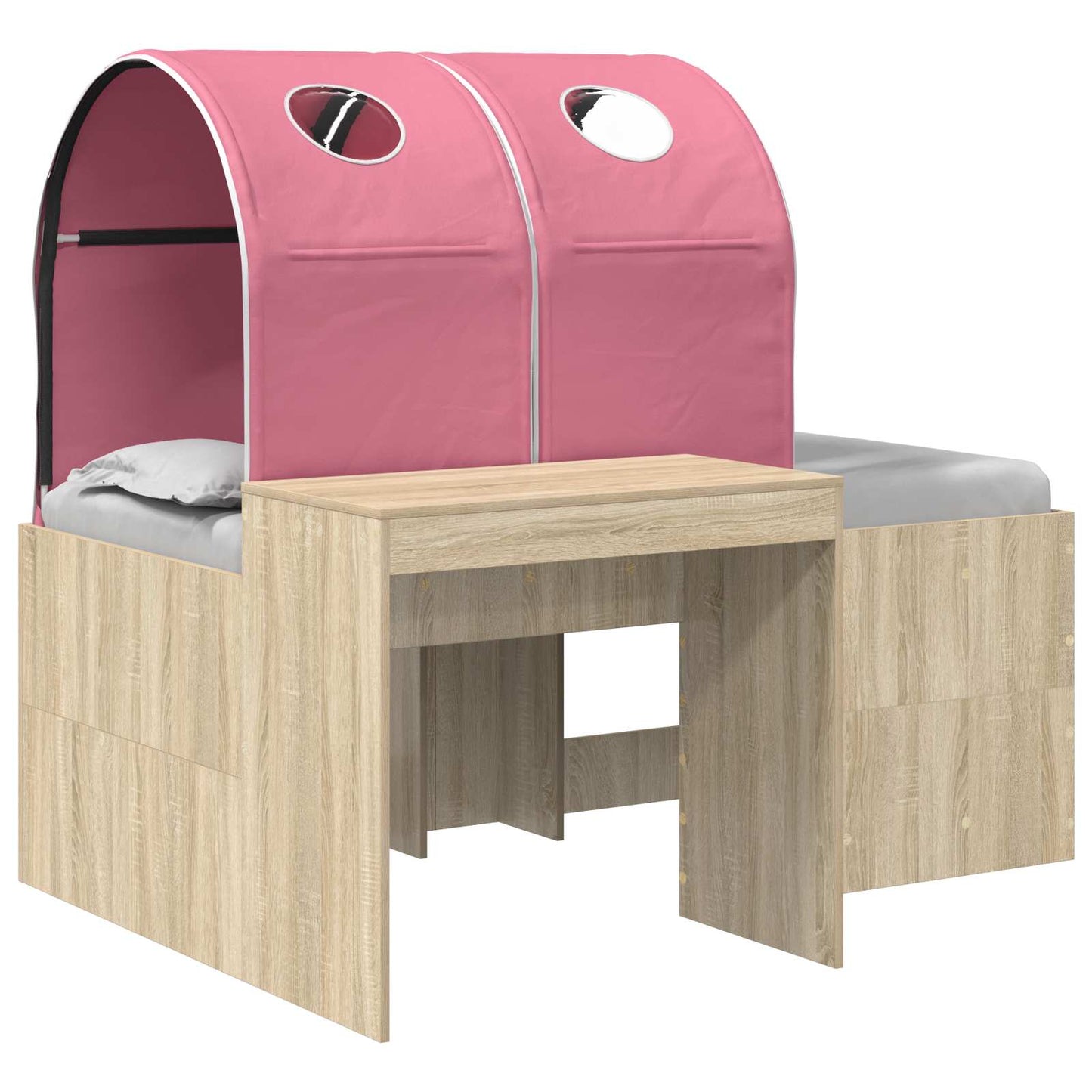 vidaXL Bed with Tunnel 3 pcs Sonoma Oak and Pink Engineered Wood