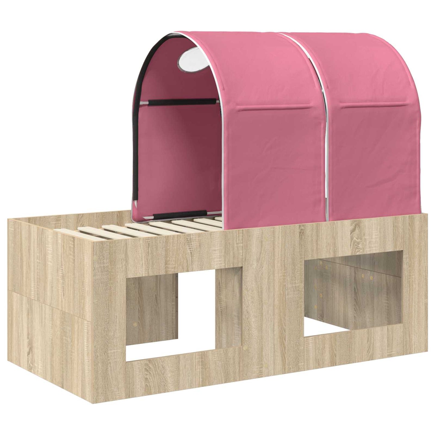 vidaXL Bed with Tunnel 3 pcs Sonoma Oak and Pink Engineered Wood