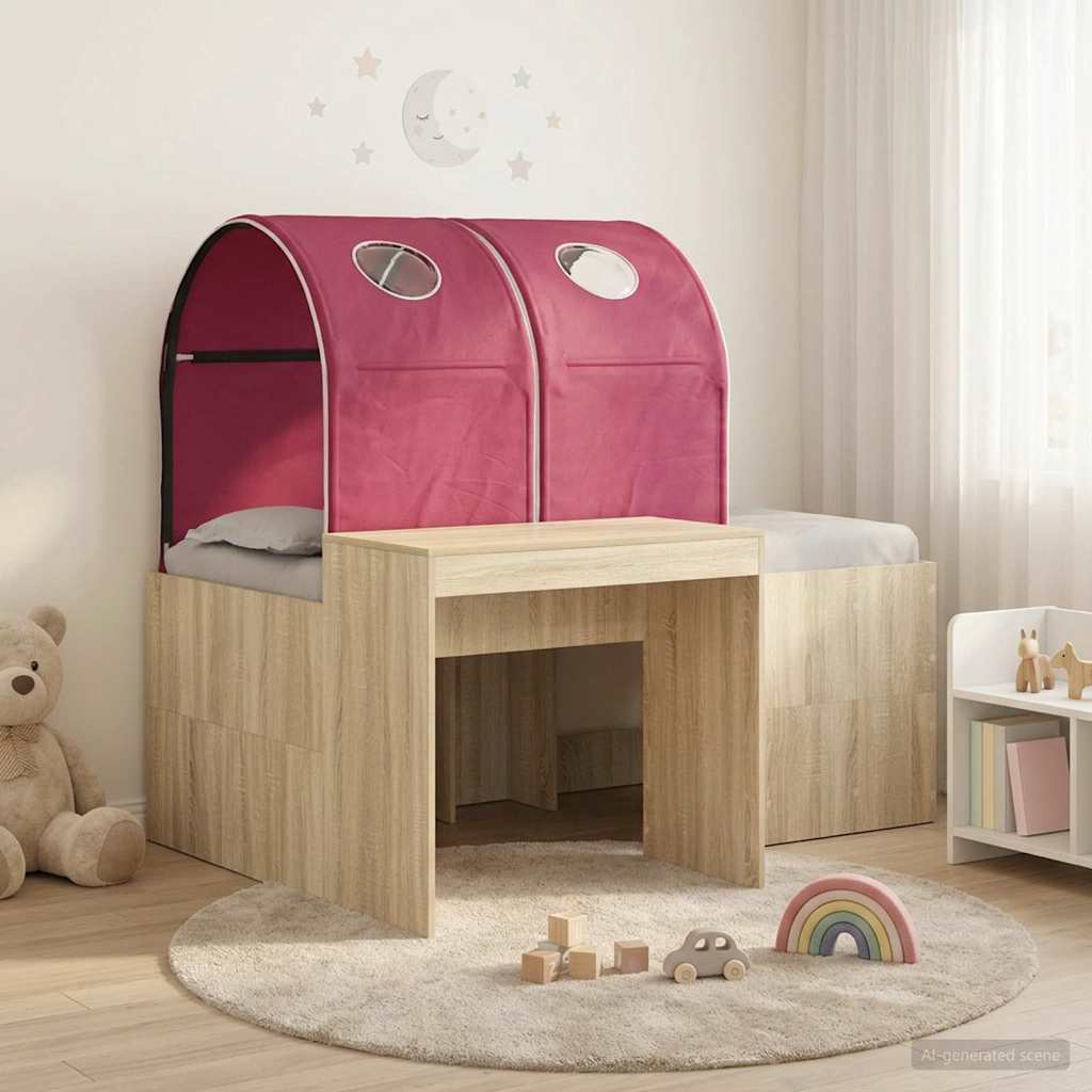 vidaXL Bed with Tunnel 3 pcs Sonoma Oak and Red Engineered Wood