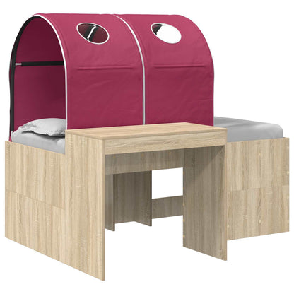 vidaXL Bed with Tunnel 3 pcs Sonoma Oak and Red Engineered Wood