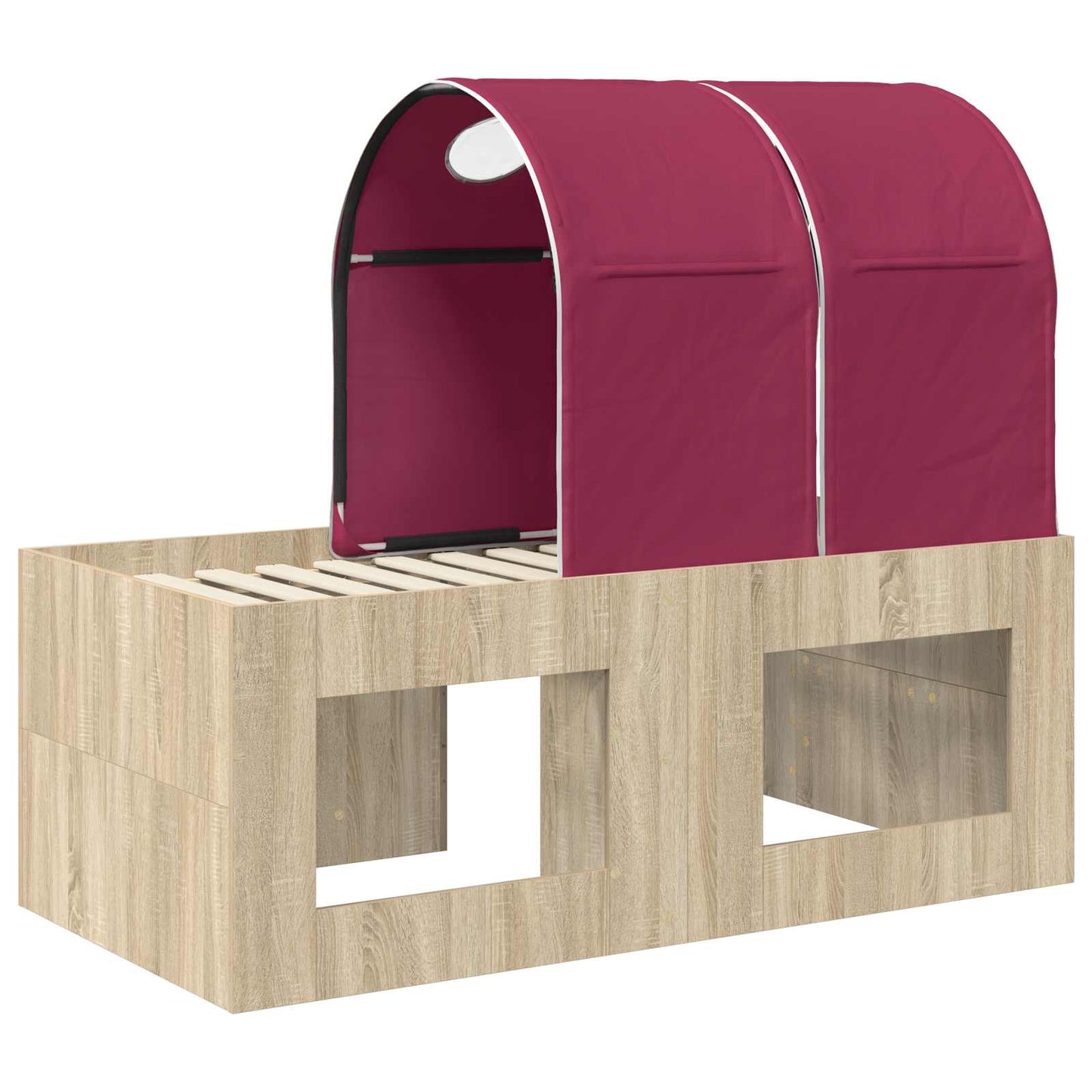vidaXL Bed with Tunnel 3 pcs Sonoma Oak and Red Engineered Wood