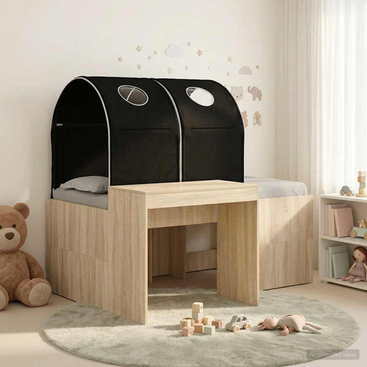 vidaXL Bed with Tunnel 3 pcs Artisian Oak and Black Engineered Wood
