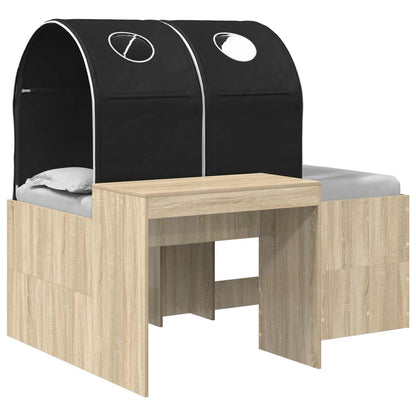 vidaXL Bed with Tunnel 3 pcs Sonoma Oak and Black Engineered Wood