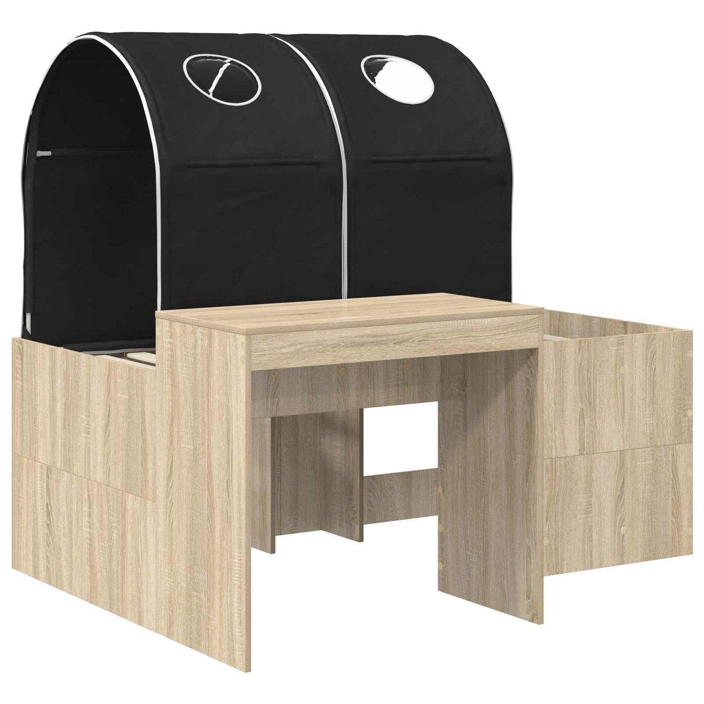 vidaXL Bed with Tunnel 3 pcs Sonoma Oak and Black Engineered Wood