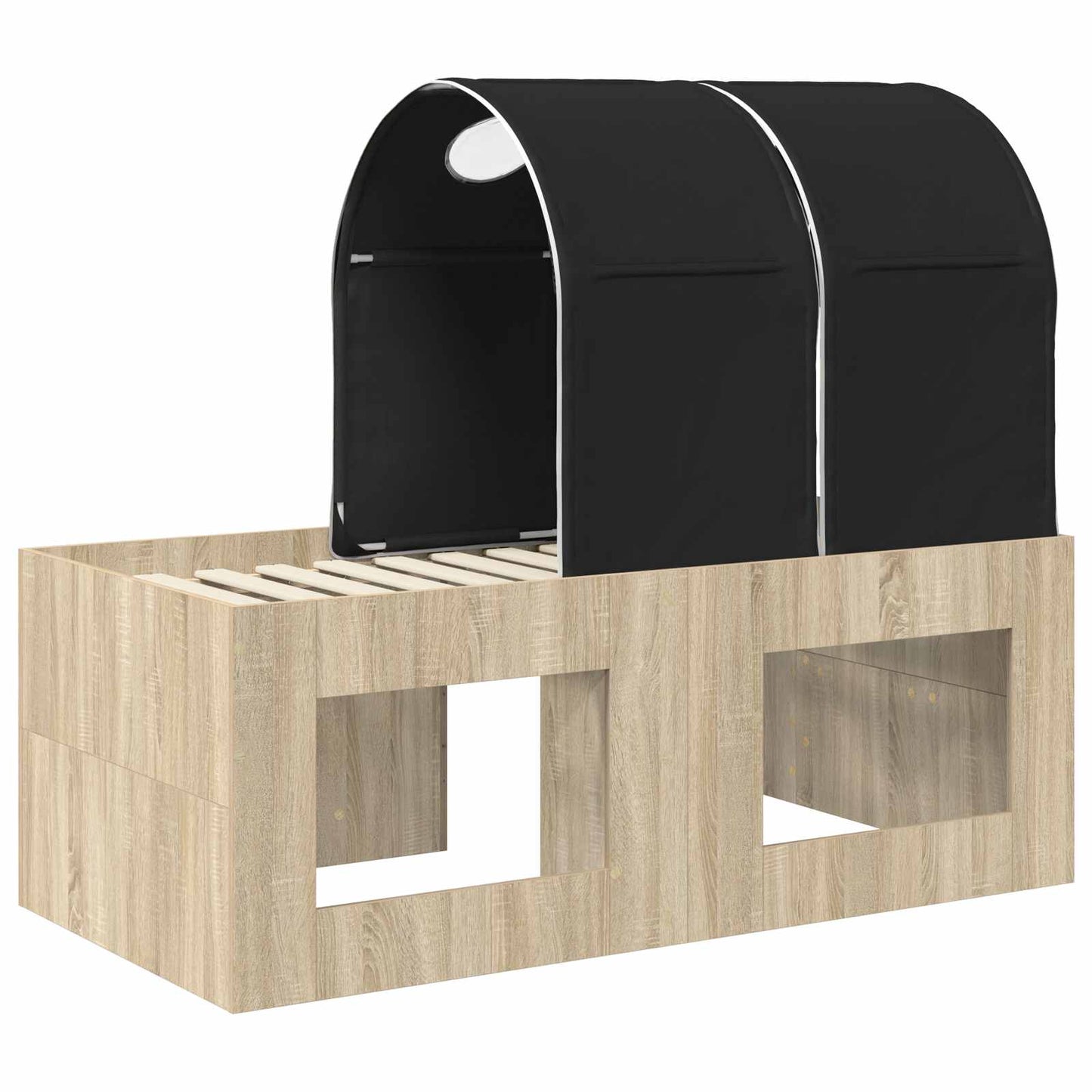vidaXL Bed with Tunnel 3 pcs Sonoma Oak and Black Engineered Wood