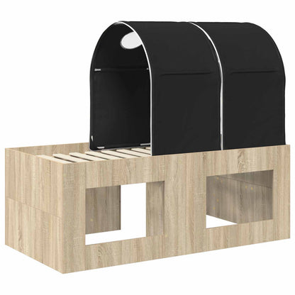 vidaXL Bed with Tunnel 3 pcs Sonoma Oak and Black Engineered Wood