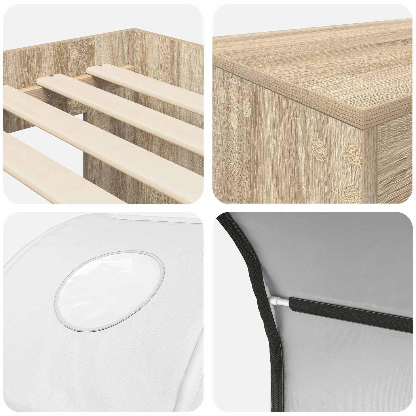 vidaXL Bed with Tunnel 3 pcs Sonoma Oak and White Engineered Wood