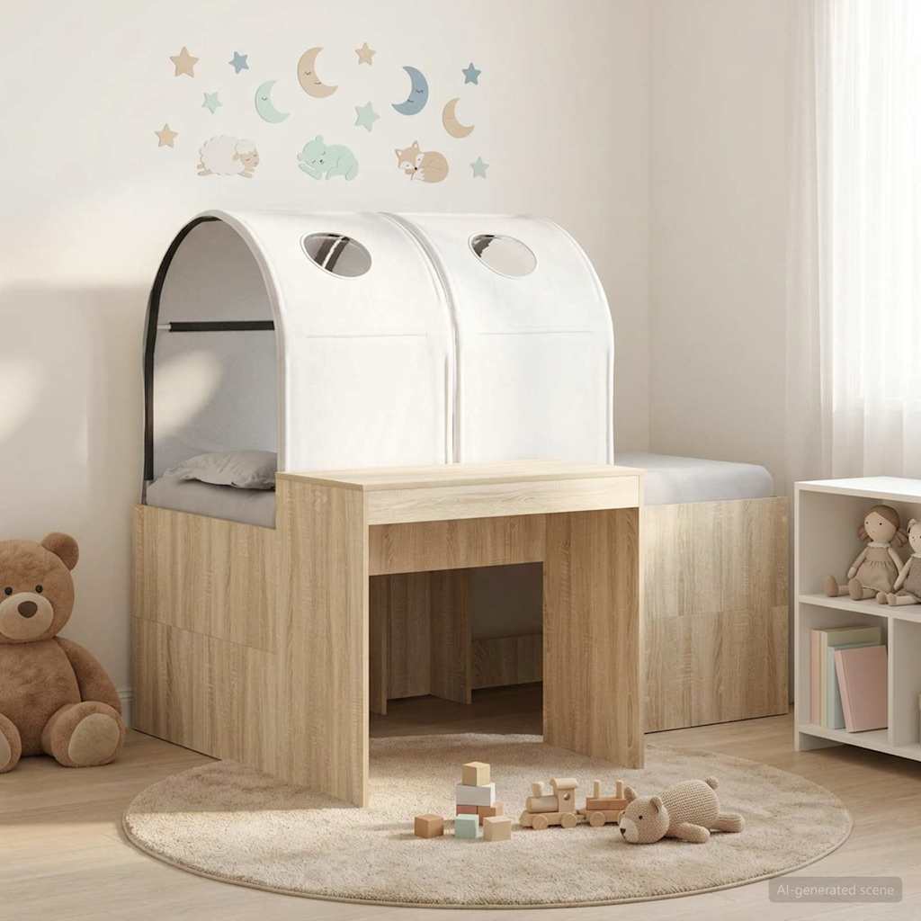vidaXL Bed with Tunnel 3 pcs Sonoma Oak and White Engineered Wood