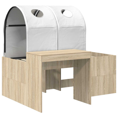 vidaXL Bed with Tunnel 3 pcs Sonoma Oak and White Engineered Wood
