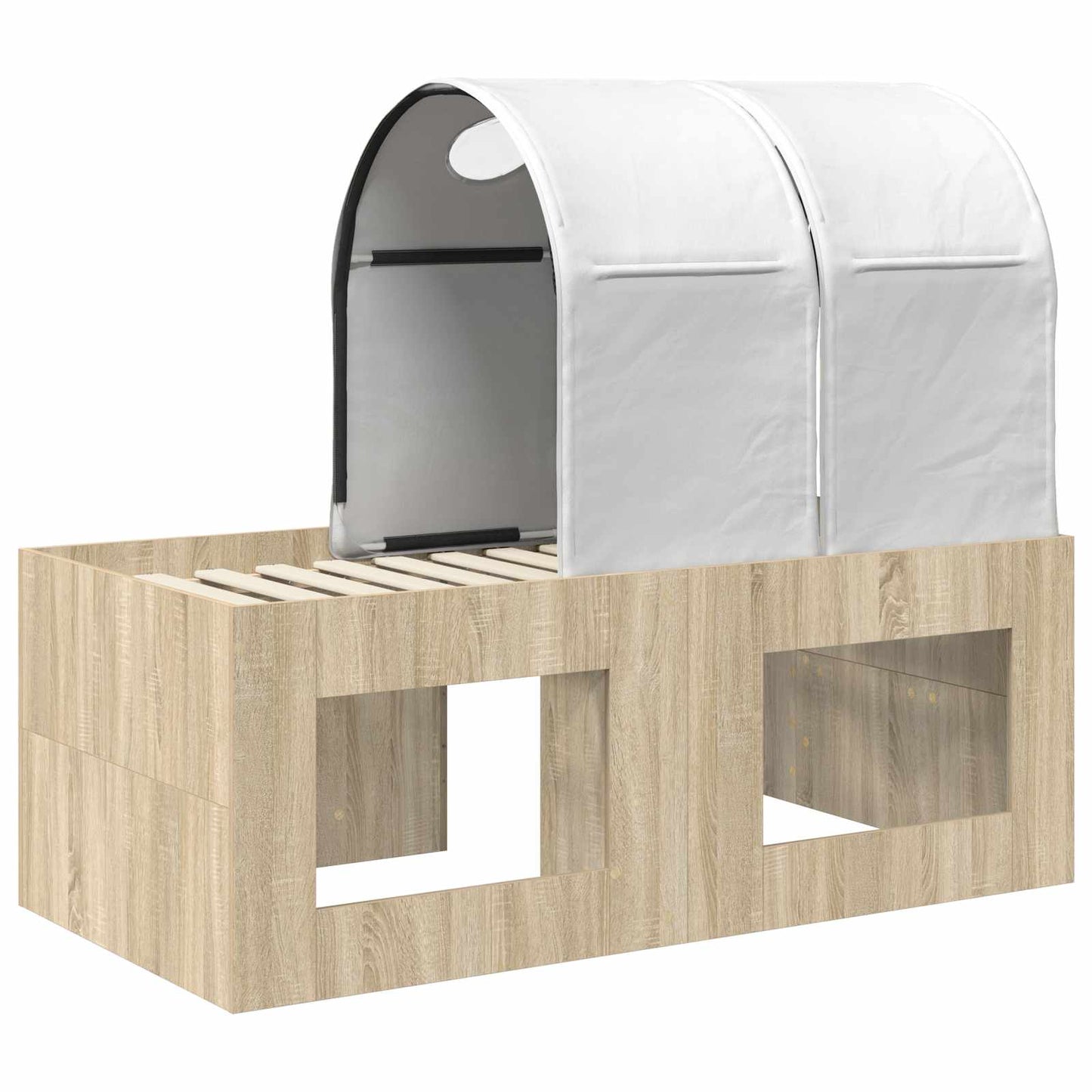 vidaXL Bed with Tunnel 3 pcs Sonoma Oak and White Engineered Wood