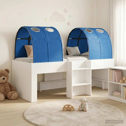 vidaXL Bed with Tunnel 4 pcs White and Blue Engineered Wood