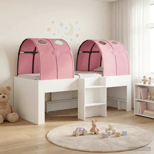 vidaXL Bed with Tunnel 3 pcs White and Pink Engineered Wood