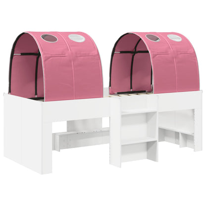 vidaXL Bed with Tunnel 3 pcs White and Pink Engineered Wood
