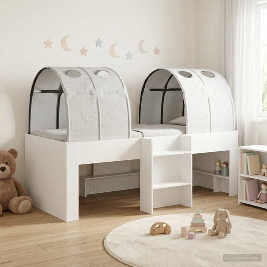 vidaXL Bed with Tunnel 3 pcs White Engineered Wood
