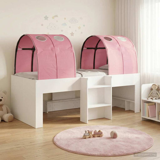 vidaXL Kids'High Bed Frame with Tunnel 3 pcs White and Pink