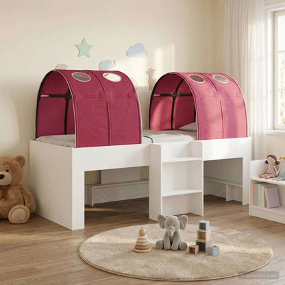 vidaXL Kids'High Bed Frame with Tunnel 3 pcs White and Red