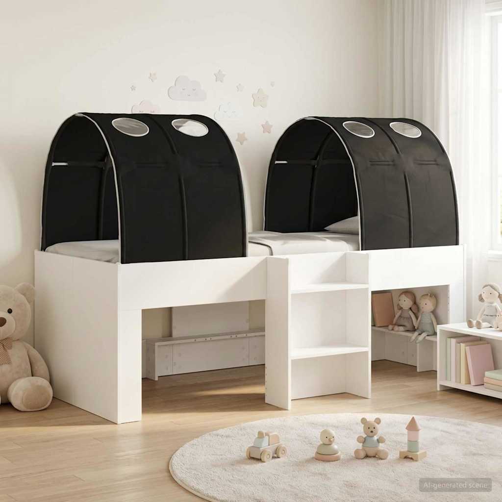 vidaXL Kids'High Bed Frame with Tunnel 3 pcs White and Black