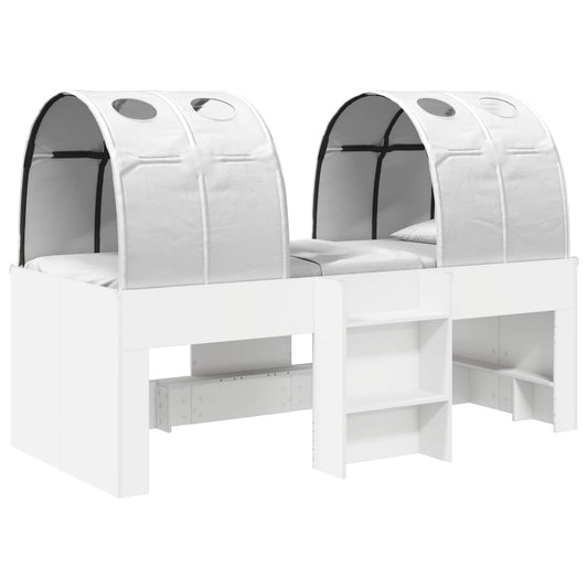 vidaXL Kids'High Bed Frame with Tunnel 3 pcs White Engineered Wood