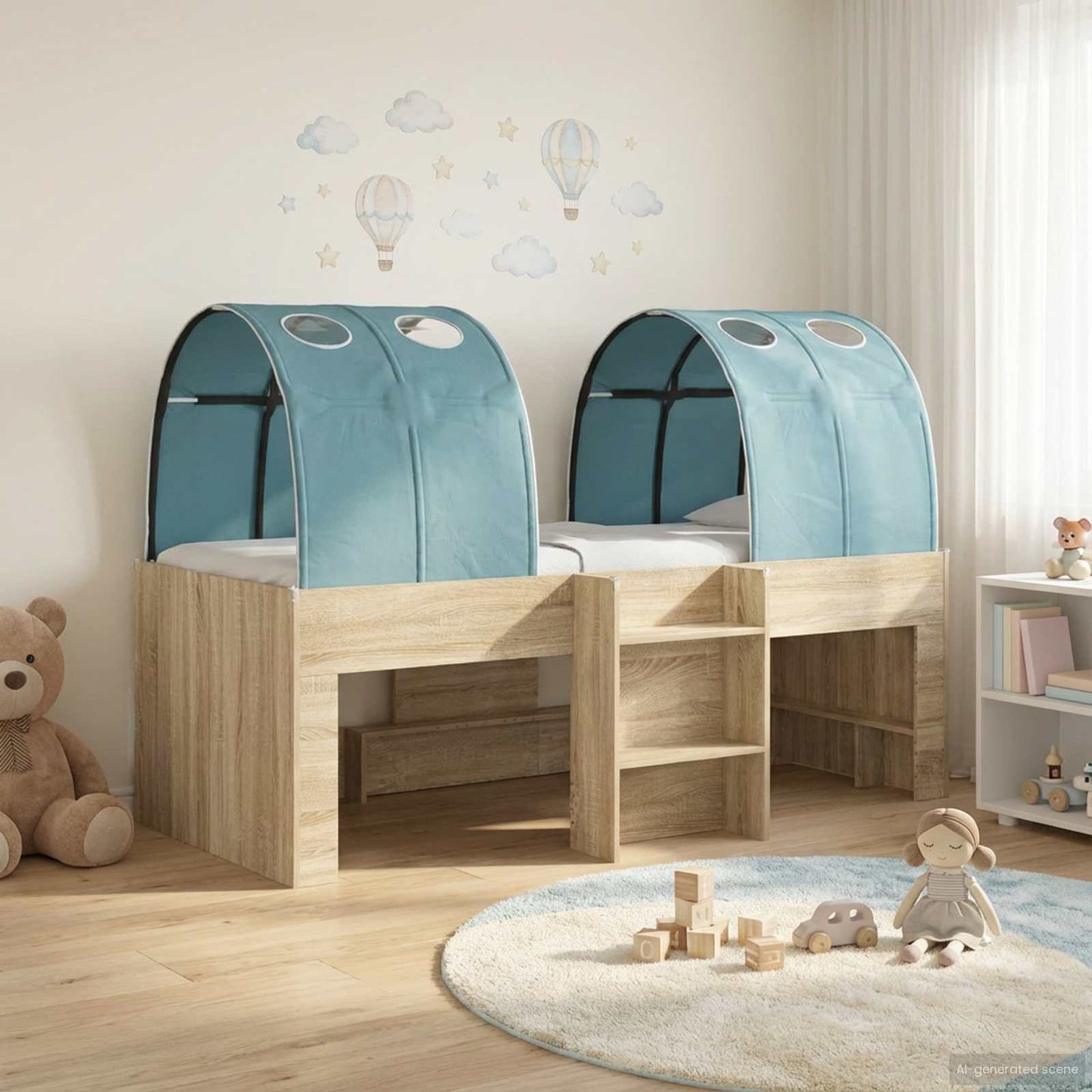 vidaXL Kids'High Bed Frame with Tunnel 3 pcs Engineered Wood