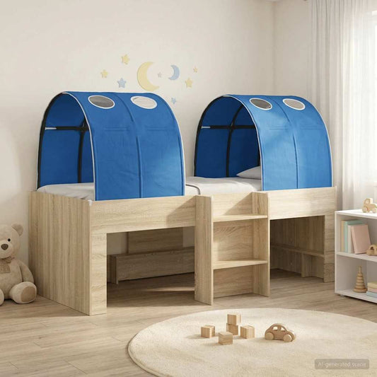 vidaXL Kids'High Bed Frame with Tunnel 3 pcs Sonoma Oak and Blue
