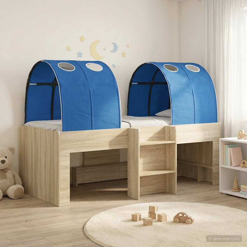 vidaXL Kids'High Bed Frame with Tunnel 3 pcs Sonoma Oak and Blue