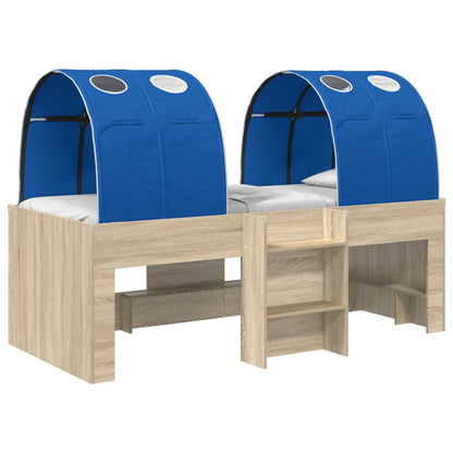 vidaXL Kids'High Bed Frame with Tunnel 3 pcs Sonoma Oak and Blue