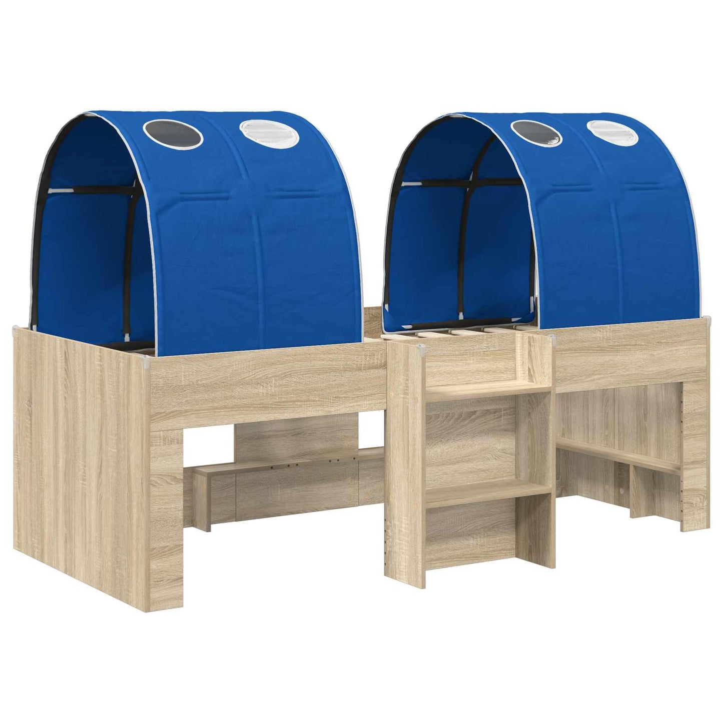 vidaXL Kids'High Bed Frame with Tunnel 3 pcs Sonoma Oak and Blue