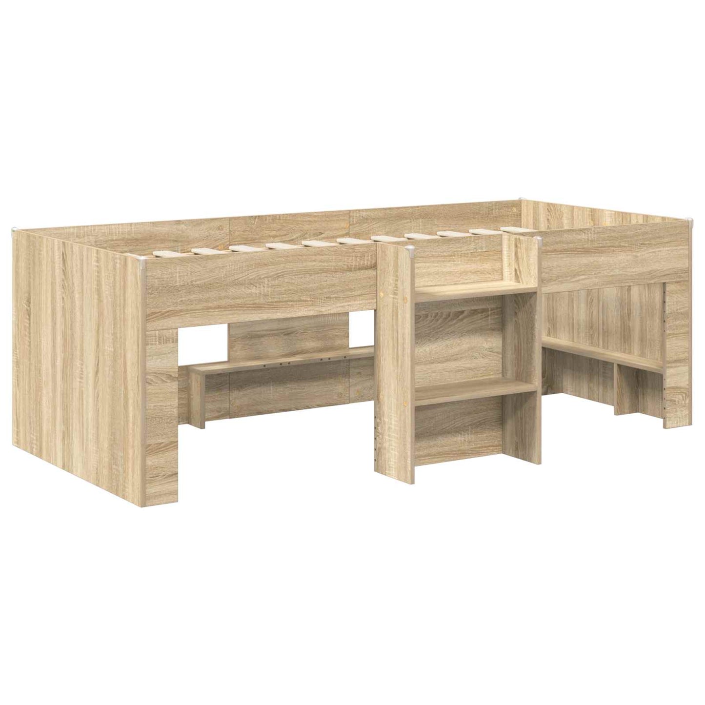 vidaXL Kids'High Bed Frame with Tunnel 3 pcs Sonoma Oak and Blue