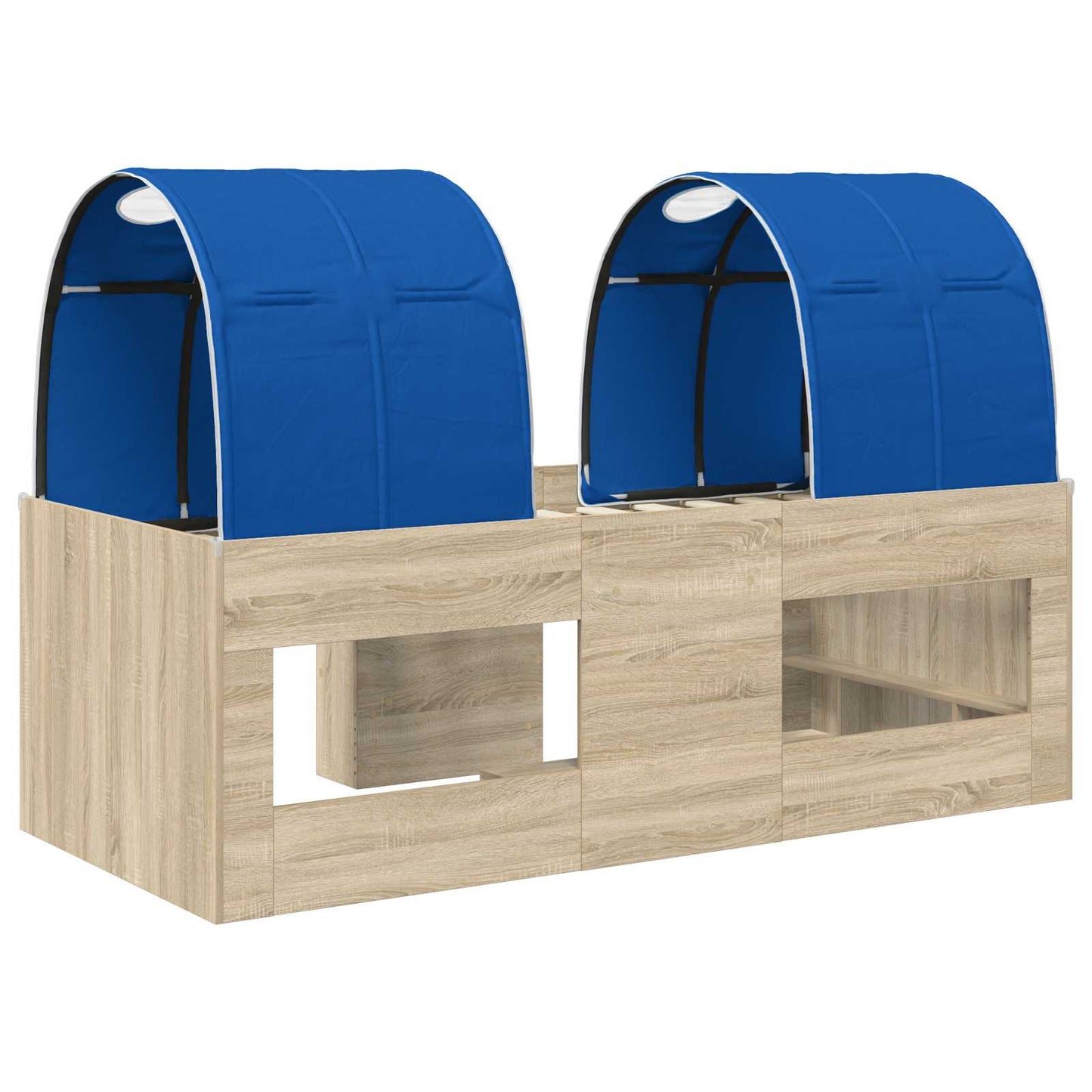 vidaXL Kids'High Bed Frame with Tunnel 3 pcs Sonoma Oak and Blue