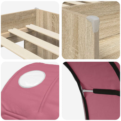 vidaXL Kids'High Bed Frame with Tunnel Sonoma Oak and Pink