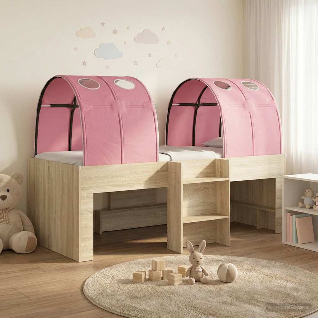 vidaXL Kids'High Bed Frame with Tunnel Sonoma Oak and Pink
