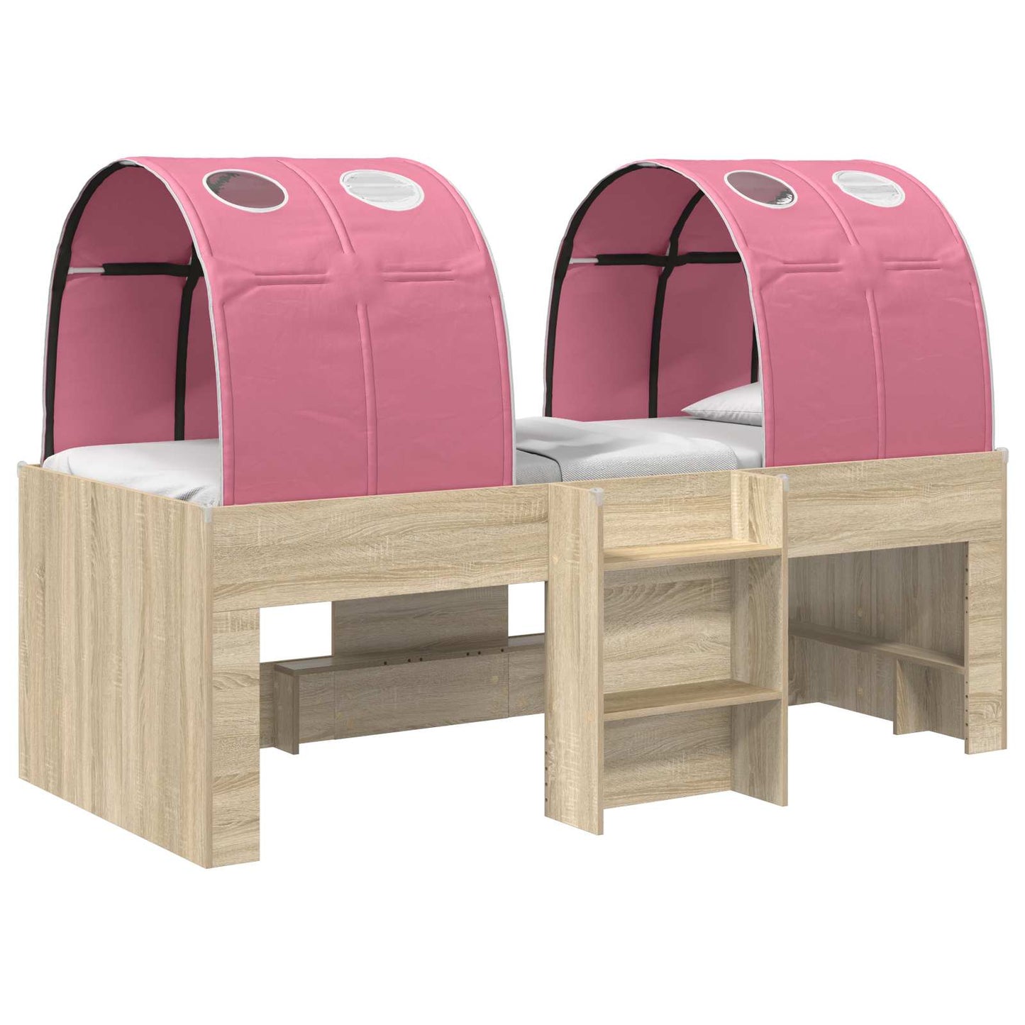 vidaXL Kids'High Bed Frame with Tunnel Sonoma Oak and Pink