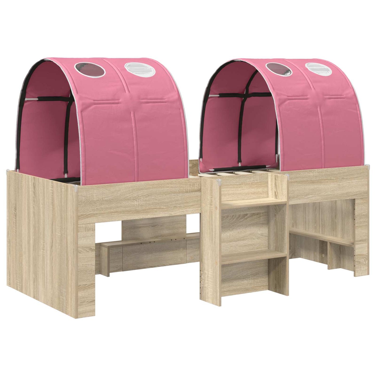 vidaXL Kids'High Bed Frame with Tunnel Sonoma Oak and Pink