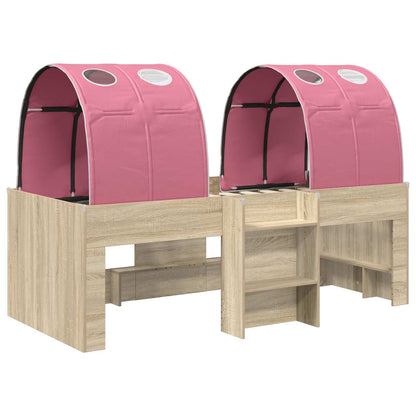 vidaXL Kids'High Bed Frame with Tunnel Sonoma Oak and Pink