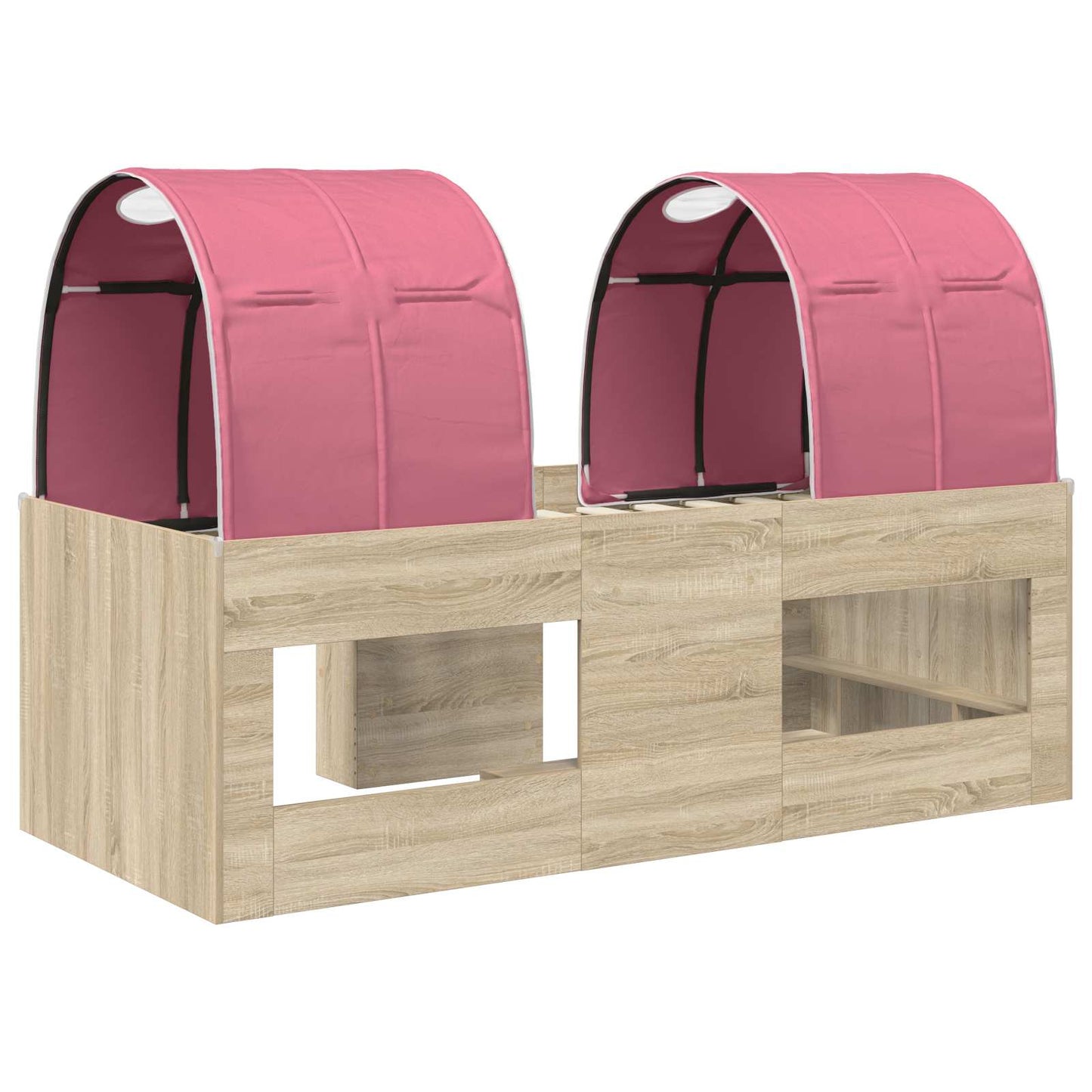 vidaXL Kids'High Bed Frame with Tunnel Sonoma Oak and Pink
