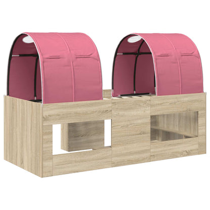 vidaXL Kids'High Bed Frame with Tunnel Sonoma Oak and Pink