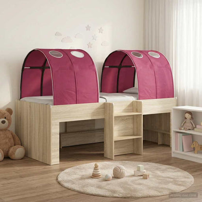 vidaXL Kids'High Bed Frame with Tunnel 3 pcs Sonoma Oak and Red