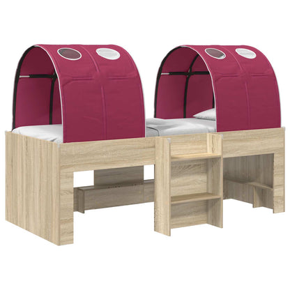 vidaXL Kids'High Bed Frame with Tunnel 3 pcs Sonoma Oak and Red