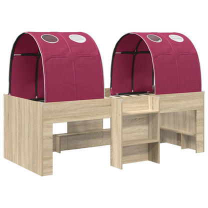 vidaXL Kids'High Bed Frame with Tunnel 3 pcs Sonoma Oak and Red
