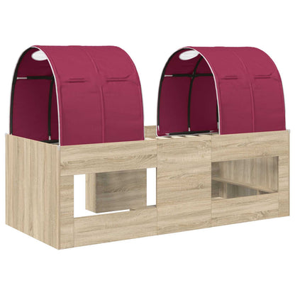 vidaXL Kids'High Bed Frame with Tunnel 3 pcs Sonoma Oak and Red